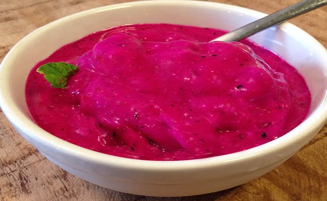 Creme de pitaya com leite condensado