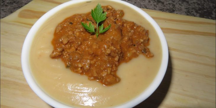 Sopa de inhame com carne